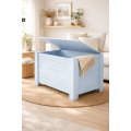 Kufer drewniany 77x40x50 cm niebieski – skrzynia do przechowywania