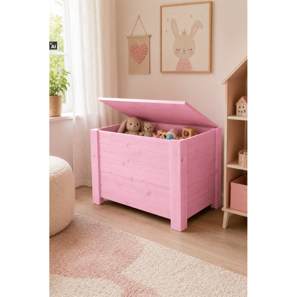 Kufer drewniany 77x40x50 cm niebieski – skrzynia do przechowywania