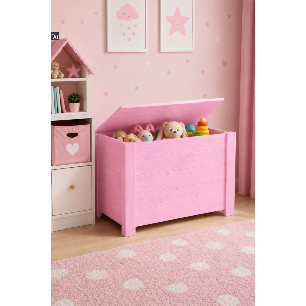Kufer drewniany 77x40x50 cm niebieski – skrzynia do przechowywania