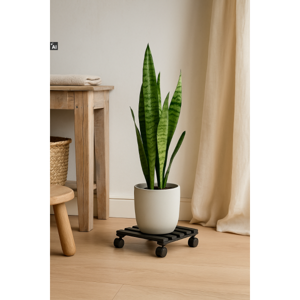 Podstawek drewniany kwadratowy 30x30x8 cm czarny – podstawa pod doniczkę