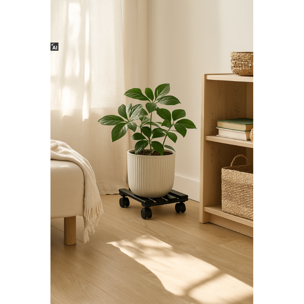 Podstawek drewniany kwadratowy 30x30x8 cm czarny – podstawa pod doniczkę