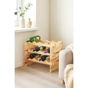 Stojak drewniany na butelki 3-poziomowy 50x32x40 cm – regał na wino