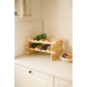 Stojak drewniany na butelki 2-poziomowy 50x32x27 cm – regał na wino