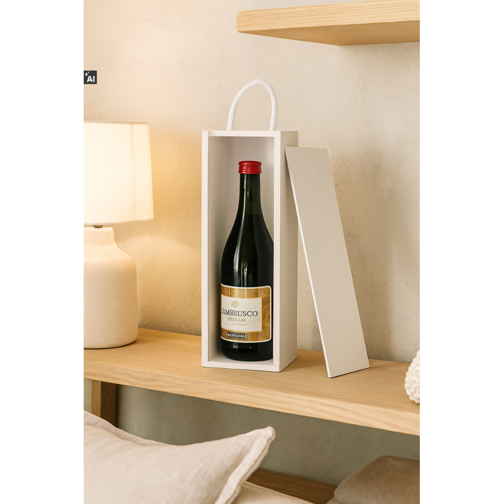 Skrzynka drewniana na wino 10x11x35 cm biała – pudełko na butelkę