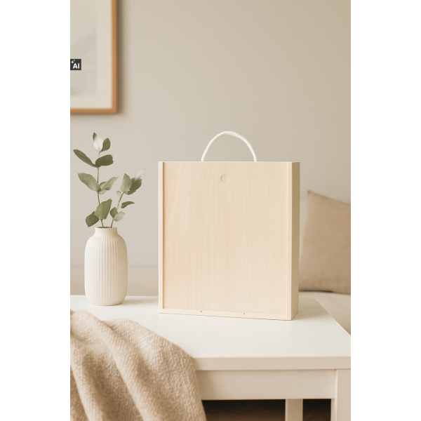 Skrzynka drewniana na wino 30x11x35 cm – pudełko na 3 butelki