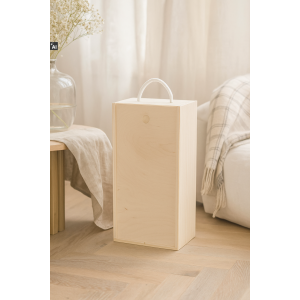 Skrzynka drewniana na wino 20x11x35 cm – pudełko na 2 butelki