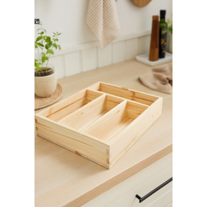 Skrzynka na sztućce drewniana 25x31x7 cm – organizer do szuflady