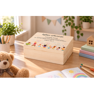 Personalizowane pudełko na Dzień Nauczyciela z nadrukiem UV 40x30x13,5 cm - naturalne