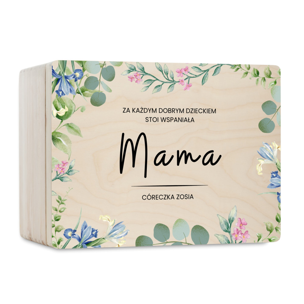 Pudełko na Dzień Matki Personalizowane Drewniane Pudełko Prezent dla Mamy z Nadrukiem UV