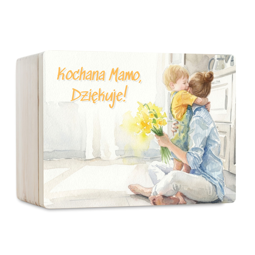Pudełko na Dzień Matki Personalizowane Drewniane Pudełko Prezent dla Mamy z Nadrukiem UV