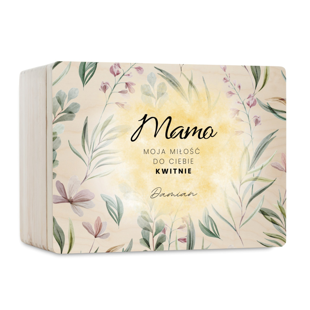 Pudełko na Dzień Matki Personalizowane Drewniane Pudełko Prezent dla Mamy z Nadrukiem UV