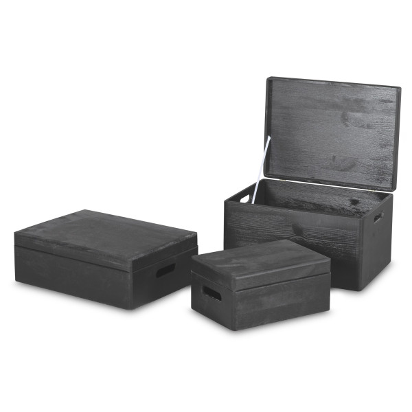 Drewniana skrzynka zamykana 40x30x23 cm Czarna
