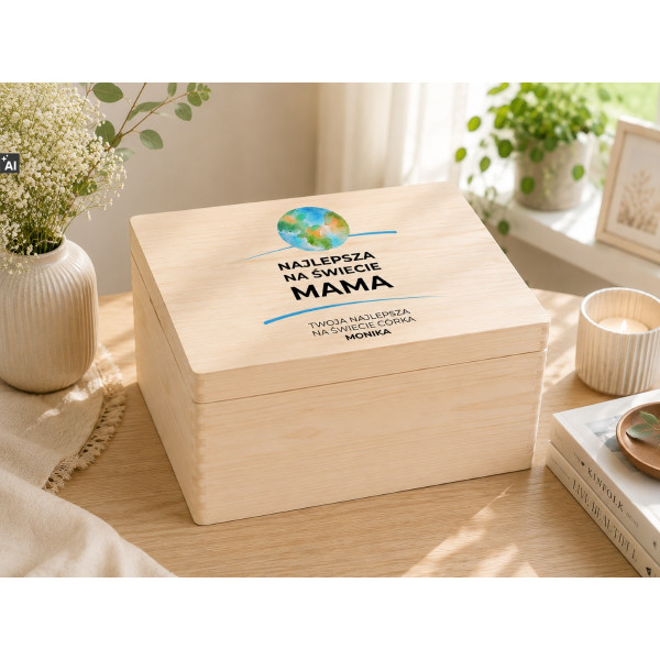 Pudełko na Dzień Matki Personalizowane Drewniane Pudełko Prezent dla Mamy z Nadrukiem UV