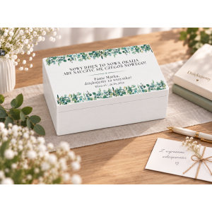 Personalizowane pudełko na Dzień Nauczyciela z nadrukiem UV 30x20x13,5 cm - białe