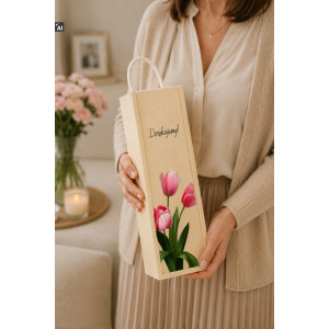 Personalizowana skrzynka drewniana na wino z nadrukiem UV 10x11x35cm