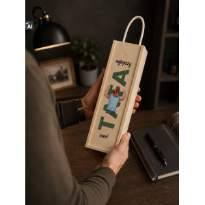 Personalizowana skrzynka drewniana na wino z nadrukiem UV 10x11x35cm