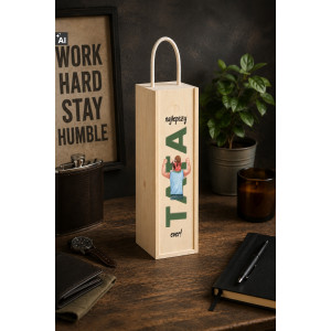 Personalizowana skrzynka drewniana na wino z nadrukiem UV 10x11x35cm