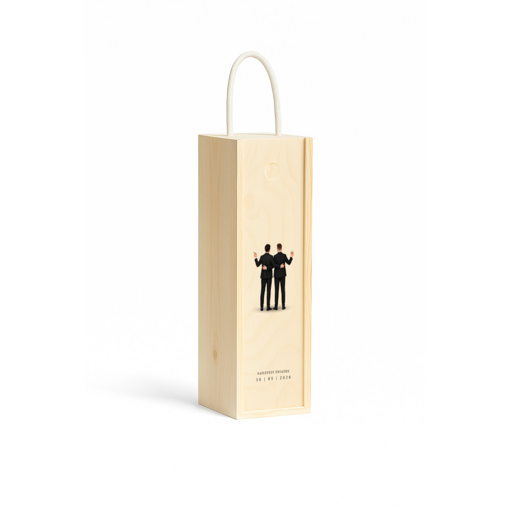 Personalizowana skrzynka drewniana na wino z nadrukiem UV 10x11x35cm