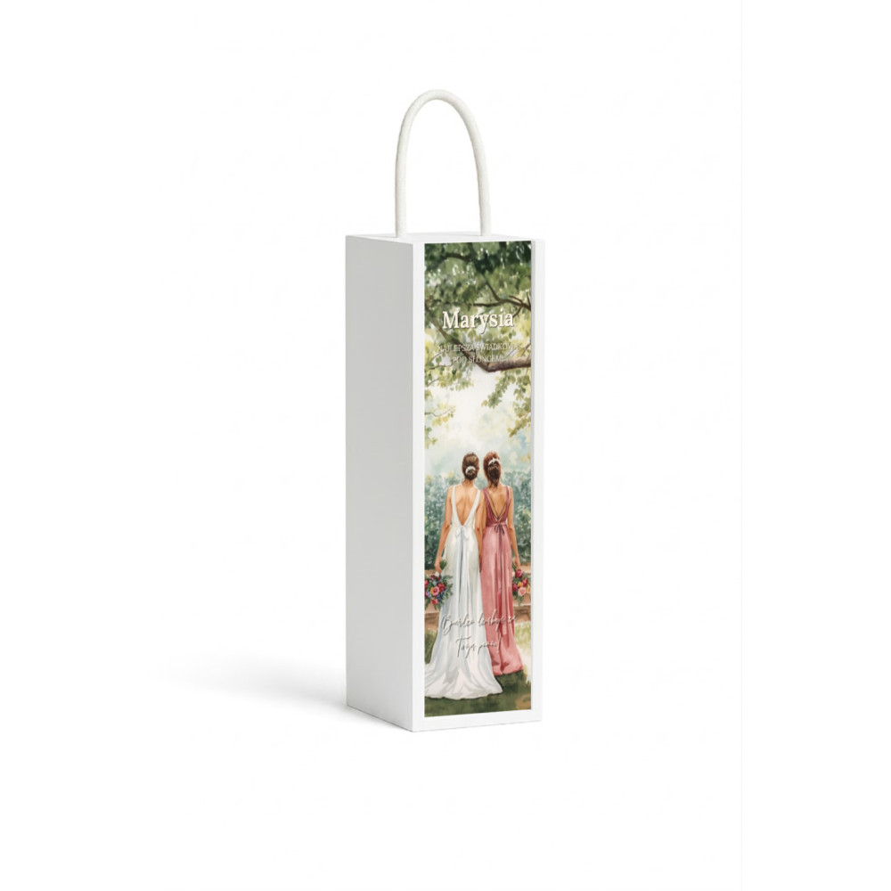Personalizowana skrzynka drewniana na wino z nadrukiem UV 10x11x35cm