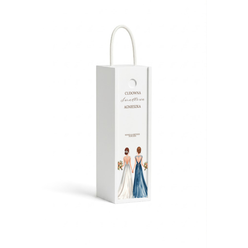 Personalizowana skrzynka drewniana na wino z nadrukiem UV 10x11x35cm
