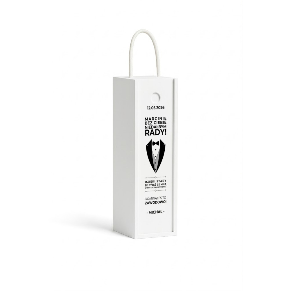 Personalizowana skrzynka drewniana na wino z nadrukiem UV 10x11x35cm