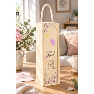 Personalizowana skrzynka drewniana na wino z nadrukiem UV 10x11x35cm