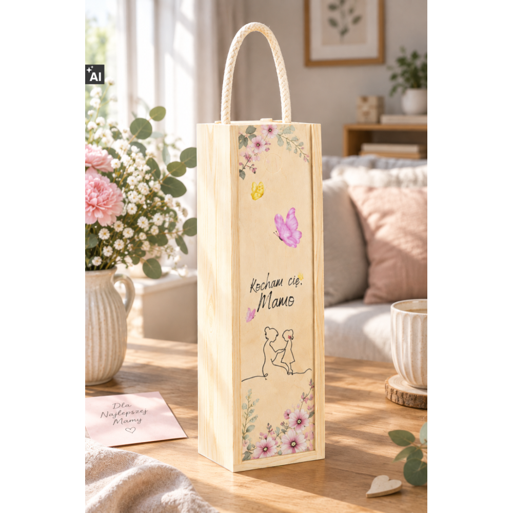 Personalizowana skrzynka drewniana na wino z nadrukiem UV 10x11x35cm