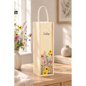 Personalizowana skrzynka drewniana na wino z nadrukiem UV 10x11x35cm