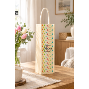 Personalizowana skrzynka drewniana na wino z nadrukiem UV 10x11x35cm