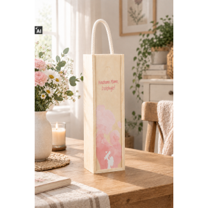Personalizowana skrzynka drewniana na wino z nadrukiem UV 10x11x35cm