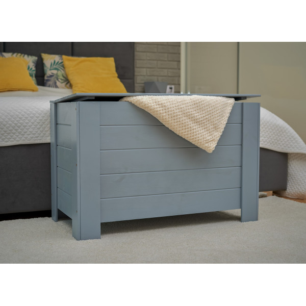 Kufer drewniany 77x40x50 cm Silver grey