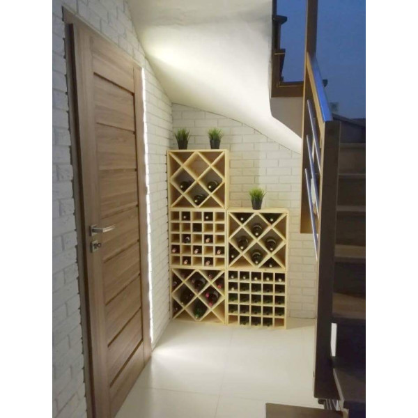 Regał drewniany na wino plaster miodu 52x52x52 cm