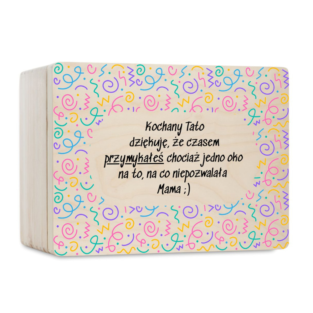 Pudełko na Dzień Ojca Personalizowane Drewniane Pudełko Prezent dla Ojca  z Nadrukiem UV