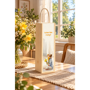 Personalizowana skrzynka drewniana na wino z nadrukiem UV 10x11x35cm