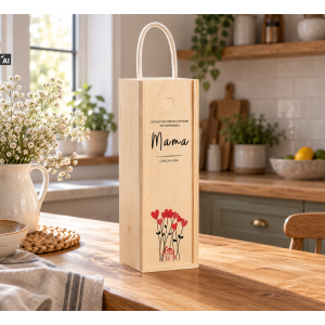 Personalizowana skrzynka drewniana na wino z nadrukiem UV 10x11x35cm