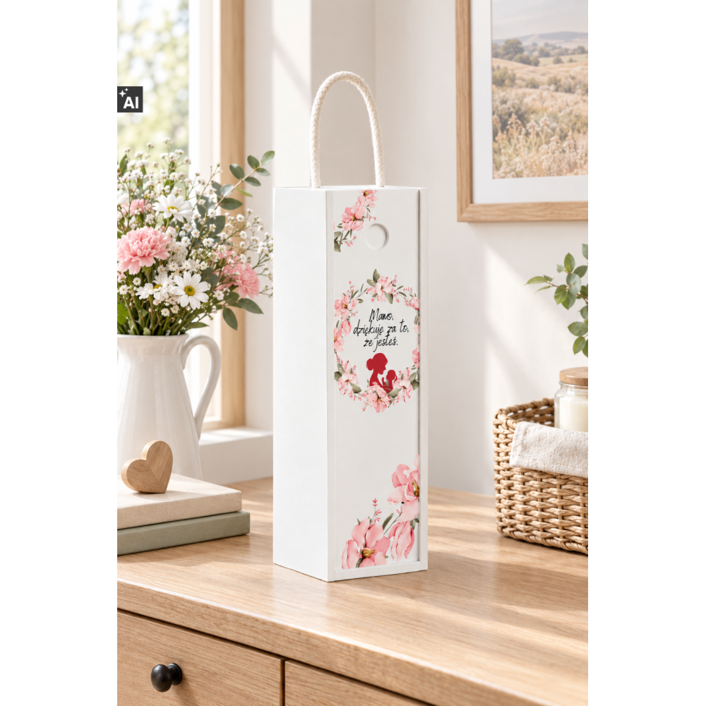 Personalizowana skrzynka drewniana na wino z nadrukiem UV 10x11x35cm