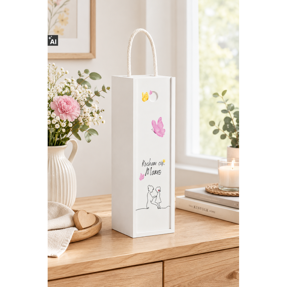 Personalizowana skrzynka drewniana na wino z nadrukiem UV 10x11x35cm