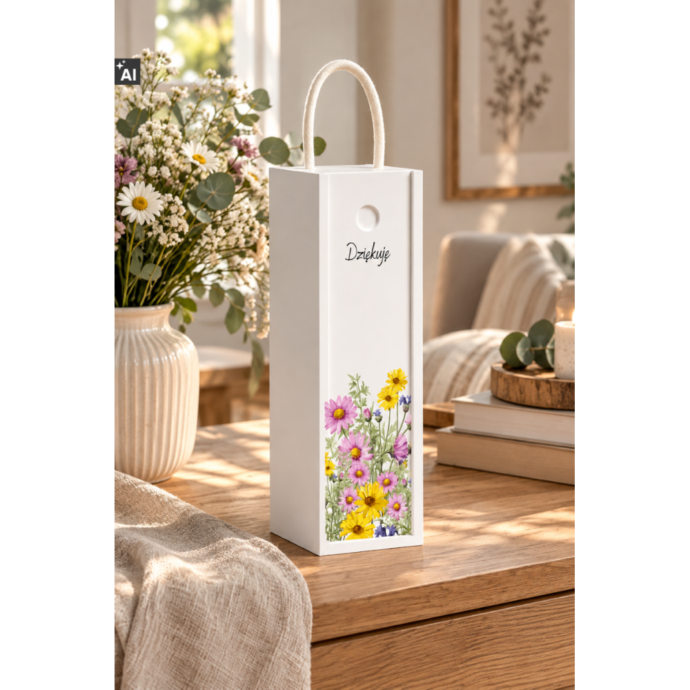 Personalizowana skrzynka drewniana na wino z nadrukiem UV 10x11x35cm