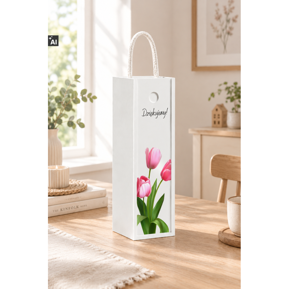 Personalizowana skrzynka drewniana na wino z nadrukiem UV 10x11x35cm