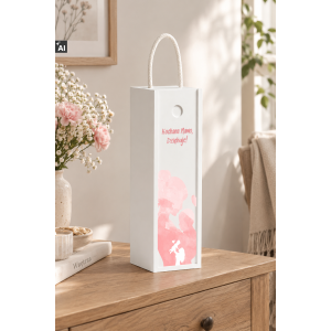 Personalizowana skrzynka drewniana na wino z nadrukiem UV 10x11x35cm