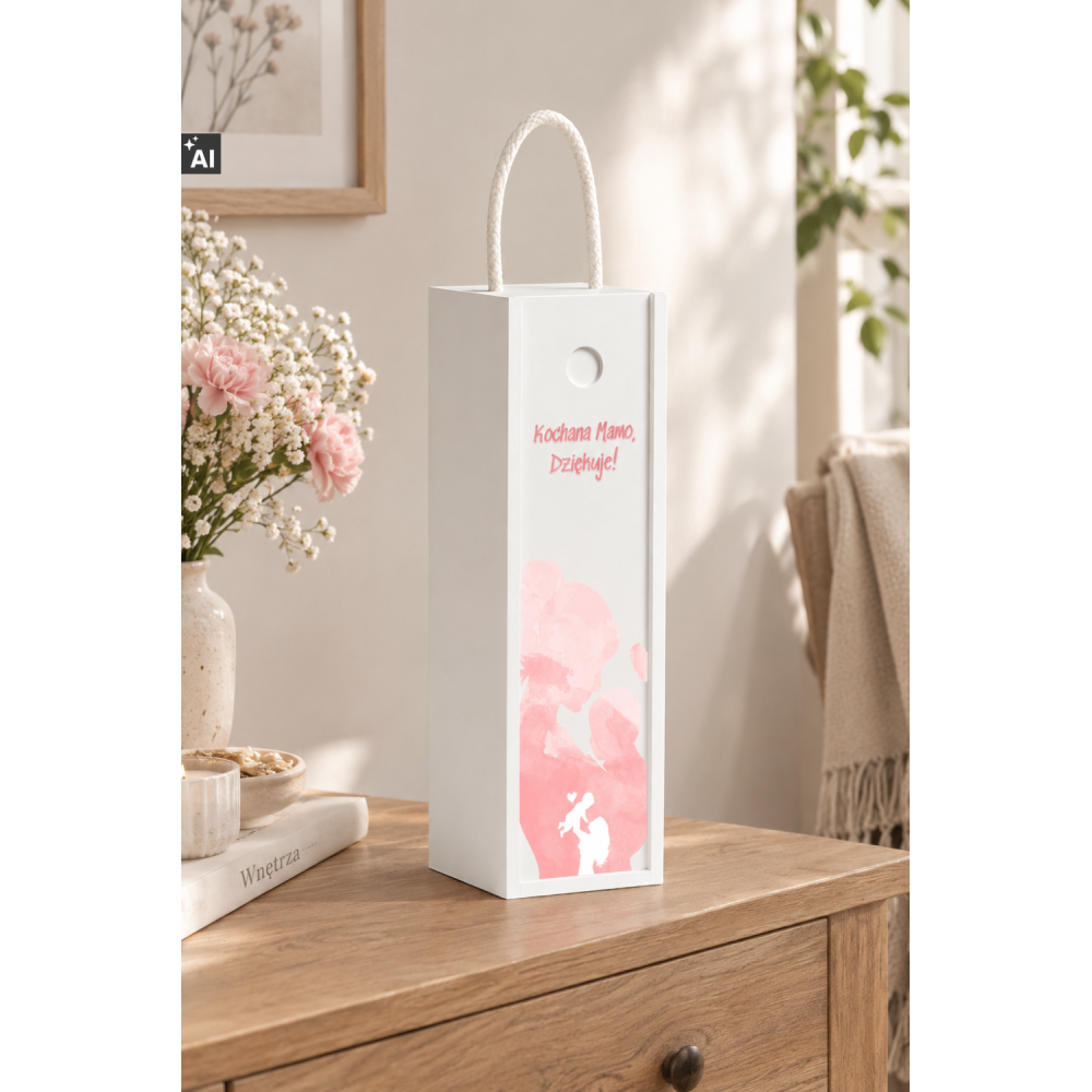 Personalizowana skrzynka drewniana na wino z nadrukiem UV 10x11x35cm