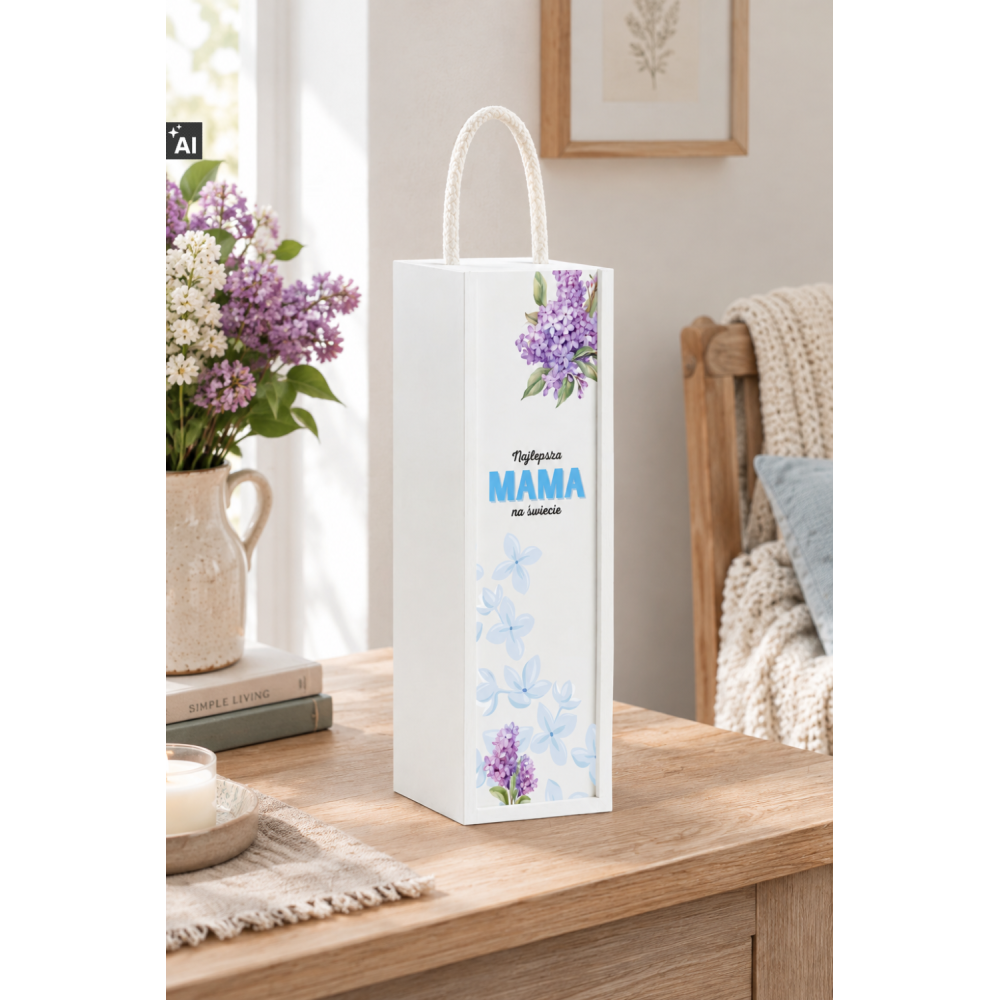Personalizowana skrzynka drewniana na wino z nadrukiem UV 10x11x35cm