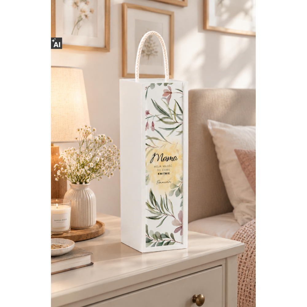 Personalizowana skrzynka drewniana na wino z nadrukiem UV 10x11x35cm