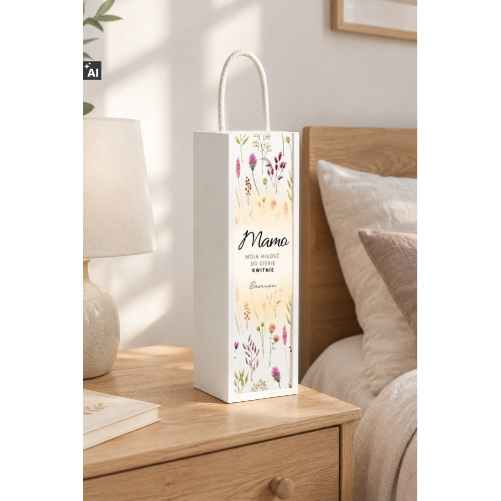 Personalizowana skrzynka drewniana na wino z nadrukiem UV 10x11x35cm