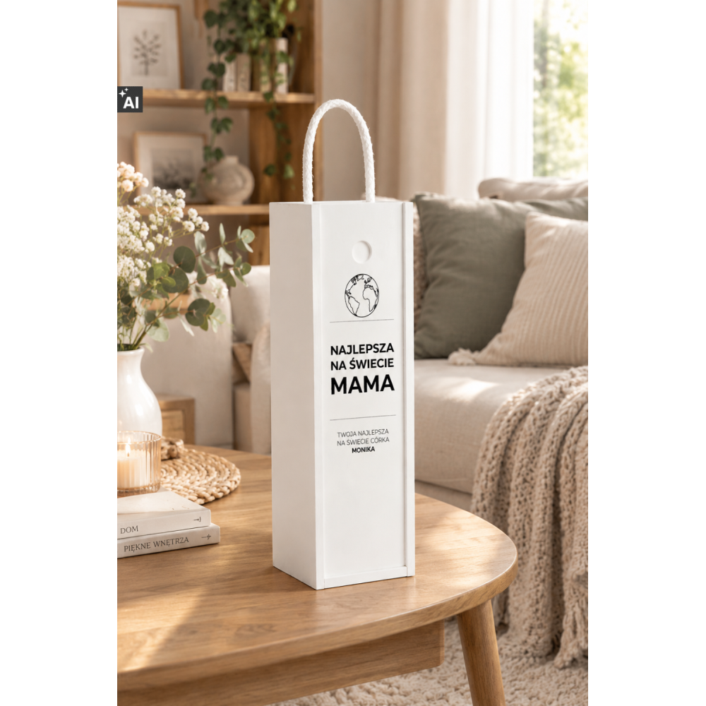 Personalizowana skrzynka drewniana na wino z nadrukiem UV 10x11x35cm