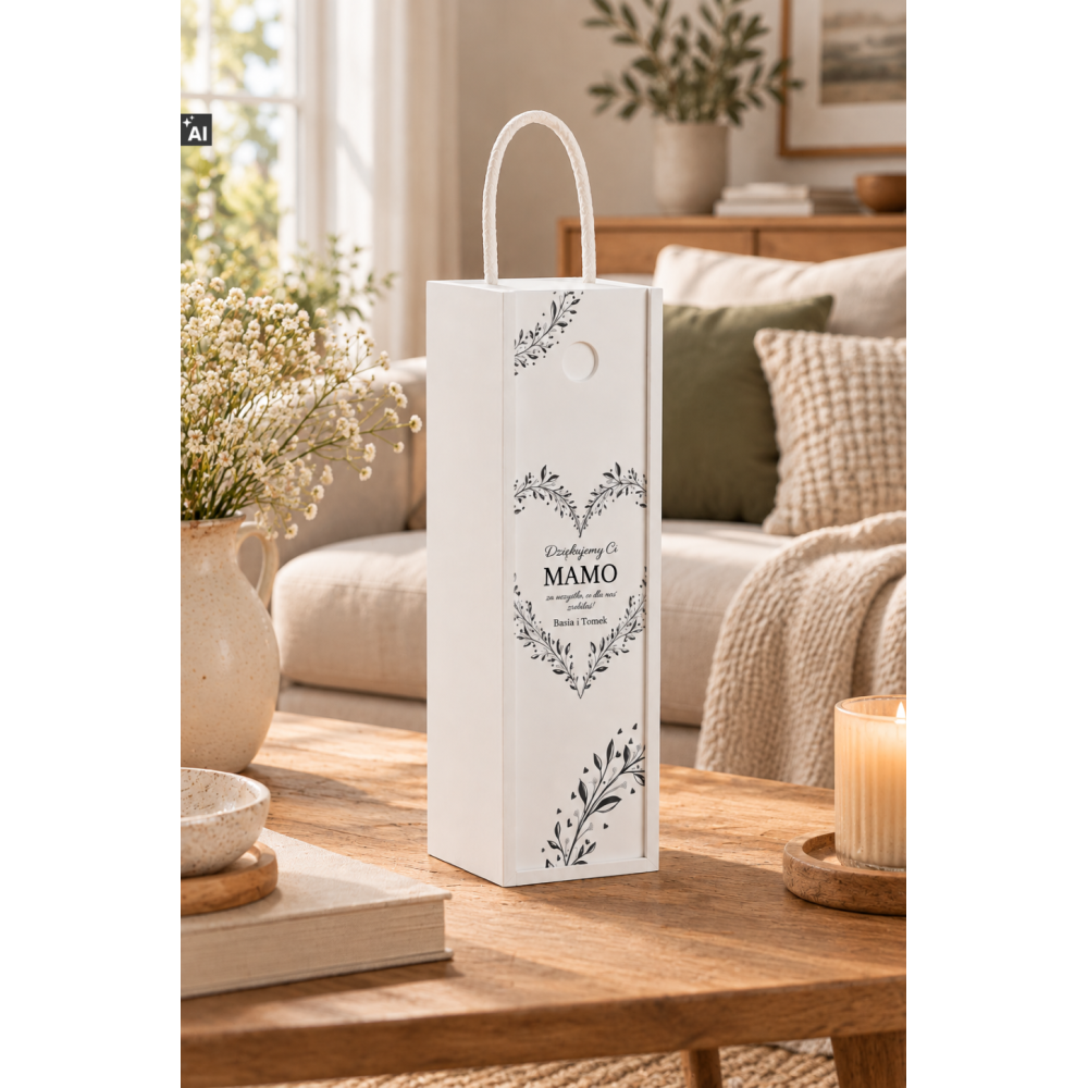 Personalizowana skrzynka drewniana na wino z nadrukiem UV 10x11x35cm