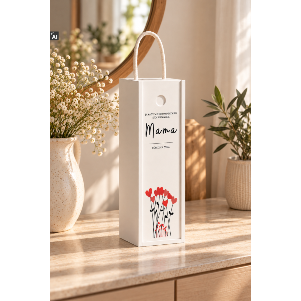 Personalizowana skrzynka drewniana na wino z nadrukiem UV 10x11x35cm