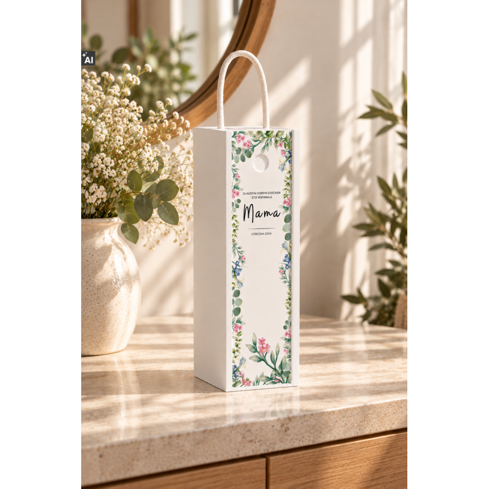 Personalizowana skrzynka drewniana na wino z nadrukiem UV 10x11x35cm