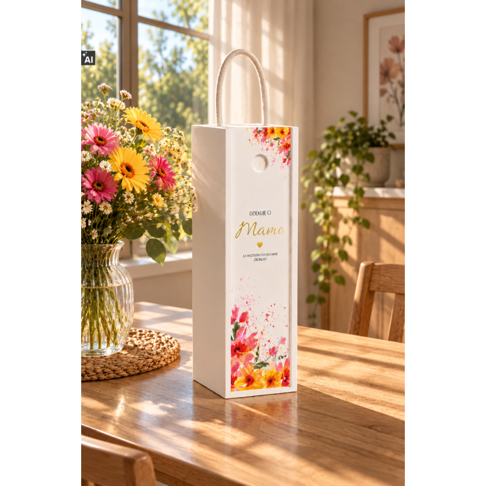 Personalizowana skrzynka drewniana na wino z nadrukiem UV 10x11x35cm