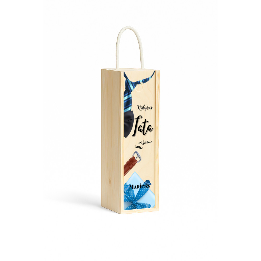 Personalizowana skrzynka drewniana na wino z nadrukiem UV 10x11x35cm